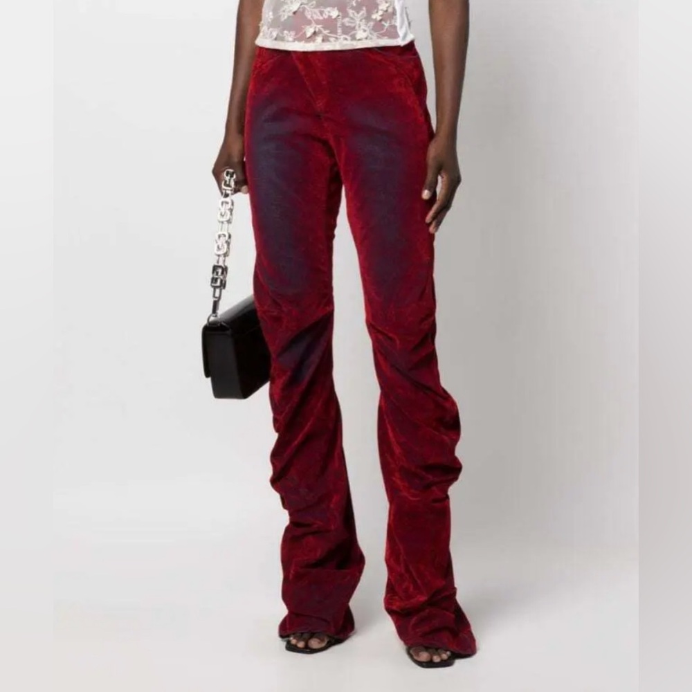 OTTOLINGER Velvet/Denim slouchy legs Pants in Deep Red